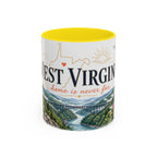 West Virginia State Map Mug | Appalachian Bridge, Rhododendron Accent Coffee Cup