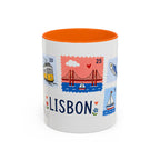 Lisbon Coffee Mug | Postage Stamp Collage Mug | Travel Souvenir Accent Cup 11oz 15oz