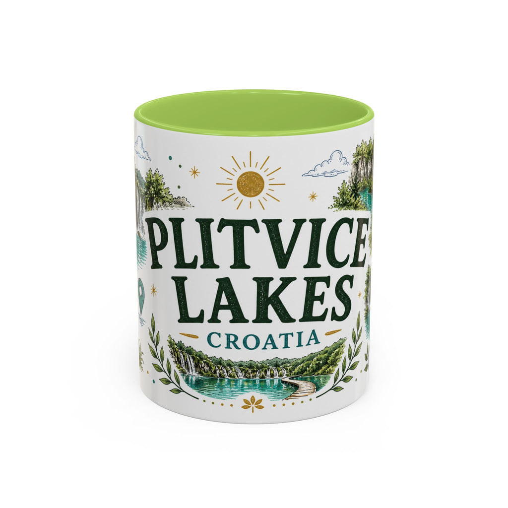 Plitvice Lakes Coffee Mug | Travel Destination Souvenir Gift | Accent Color Ceramic 11oz 15oz
