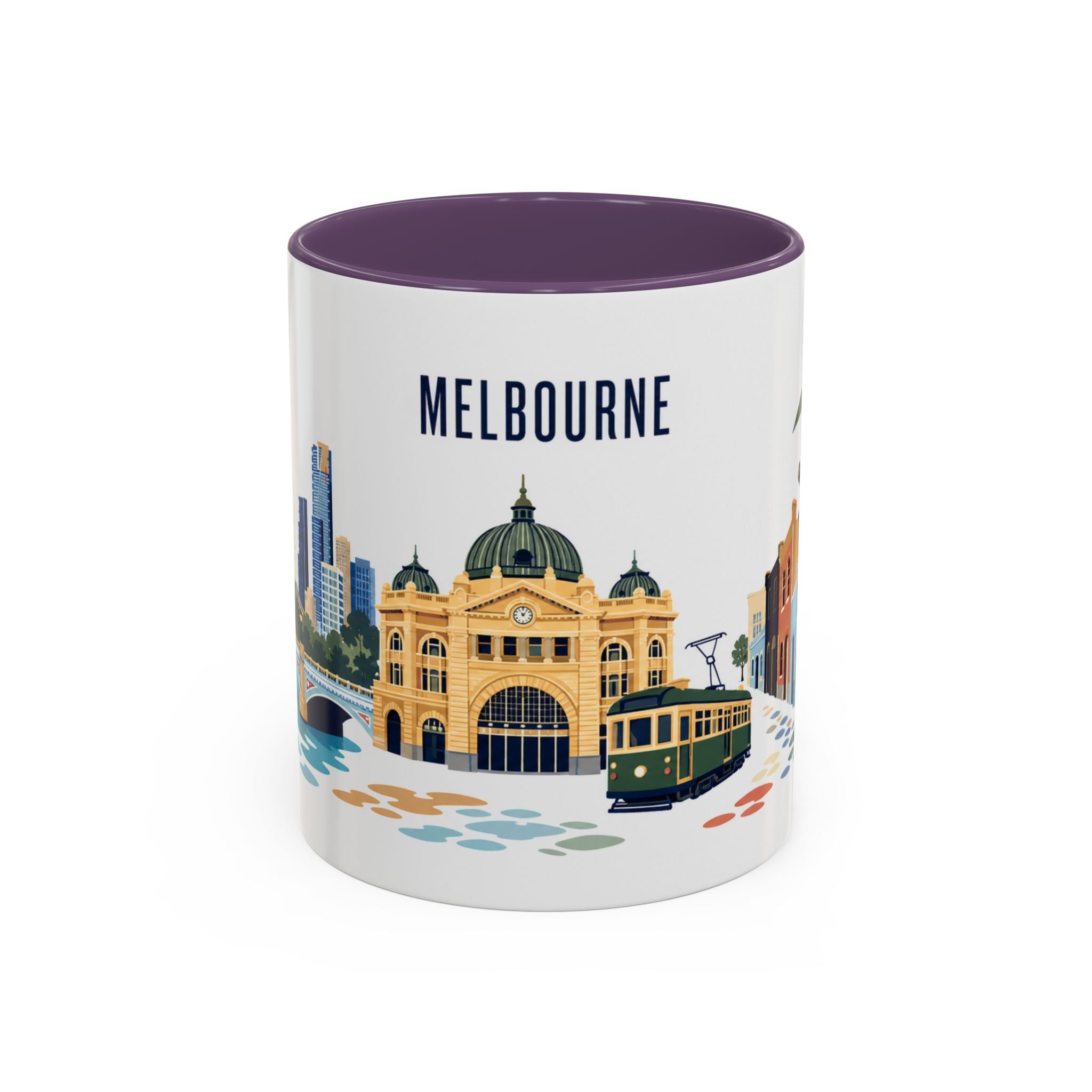 Melbourne Coffee Mug | Australia Travel Souvenir | Porcelain Decal City Gift | 11oz 15oz Accent Mug