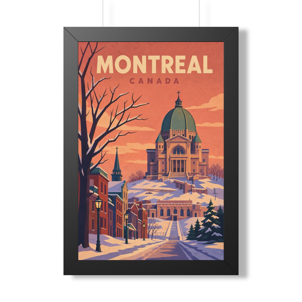 Montréal Canada Framed Poster | Vintage Travel Wall Art | Black Walnut White Frame | 16x24 20x30
