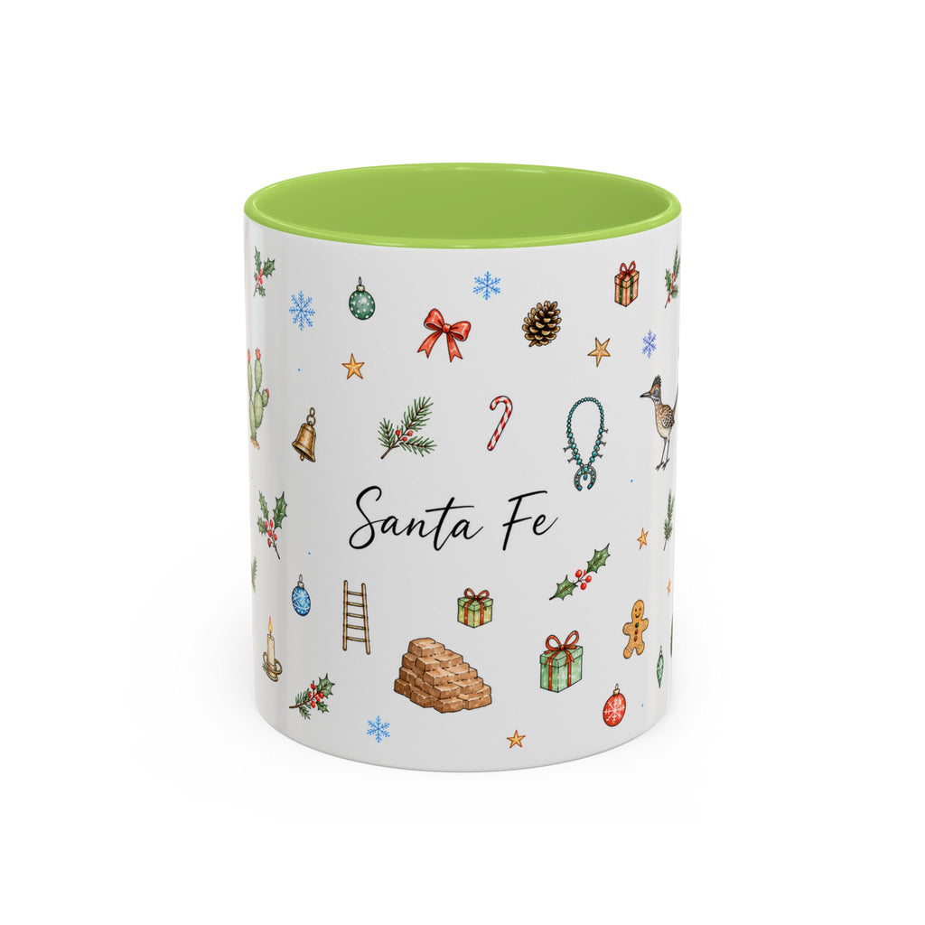 Santa Fe Christmas Mug | Watercolor City Souvenir | Ceramic Coffee Cup (11oz 15oz)