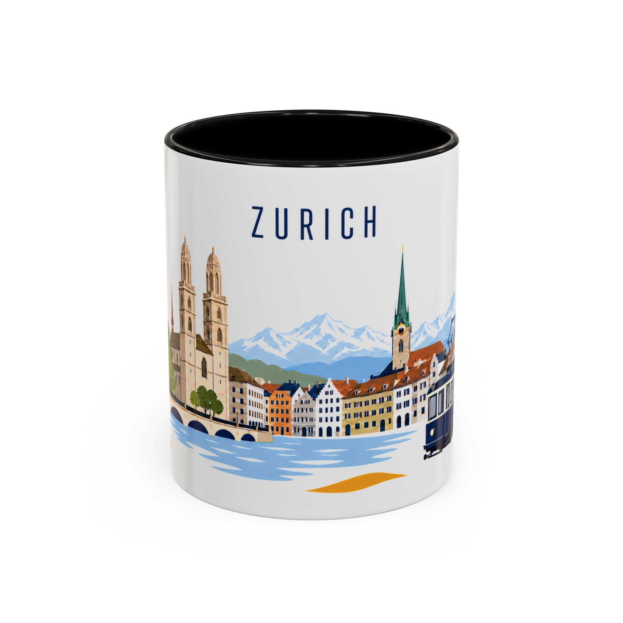 Zurich Coffee Mug | Switzerland Travel Souvenir | Porcelain Decal City Gift | 11oz 15oz Accent Mug