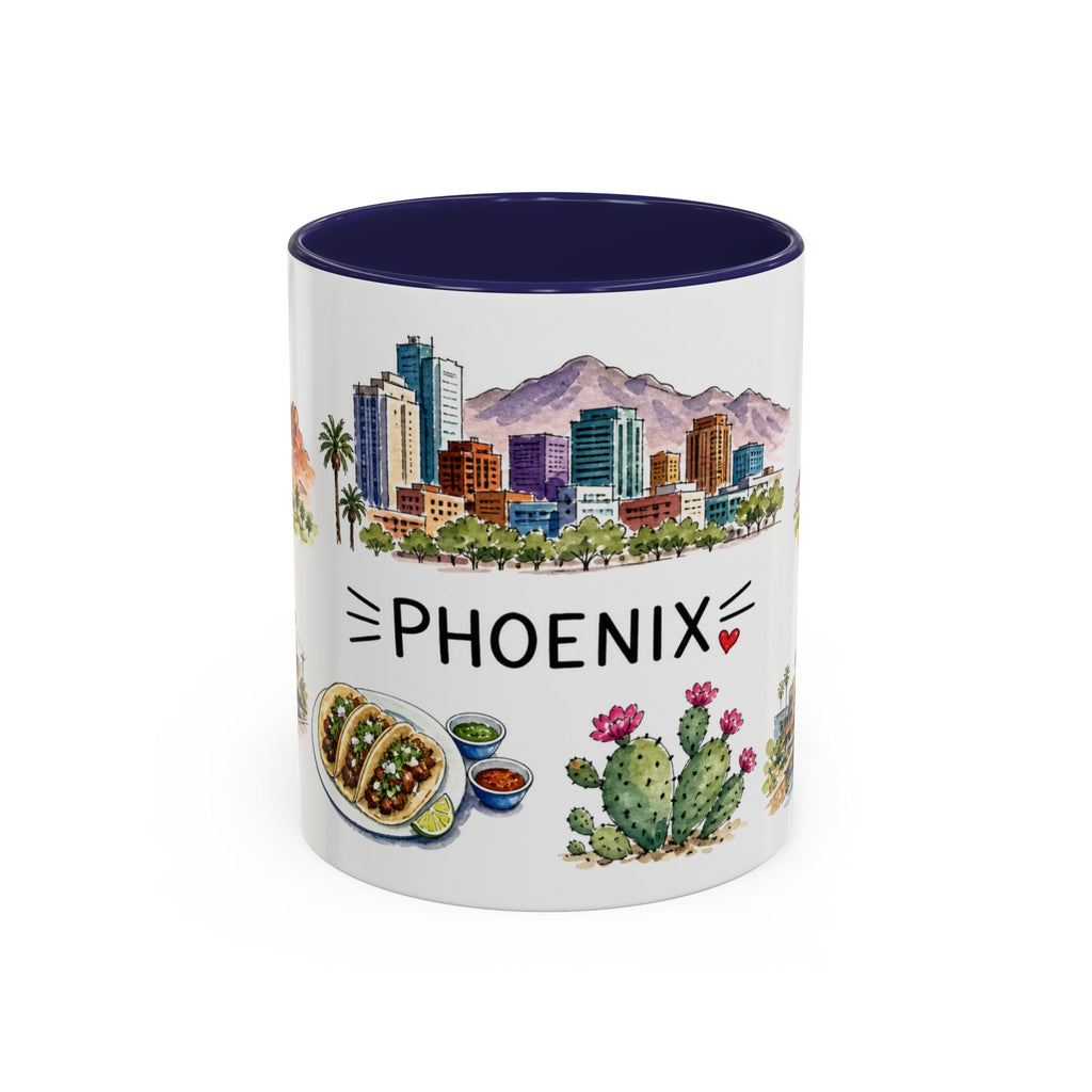 Phoenix Illustrated Travel Mug | City Souvenir Accent Coffee Mug | 11oz 15oz Ceramic Cup