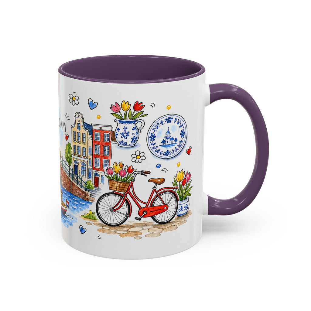 Amsterdam Travel Mug | European City Souvenir Accent Coffee Mug | 11oz 15oz Ceramic Cup