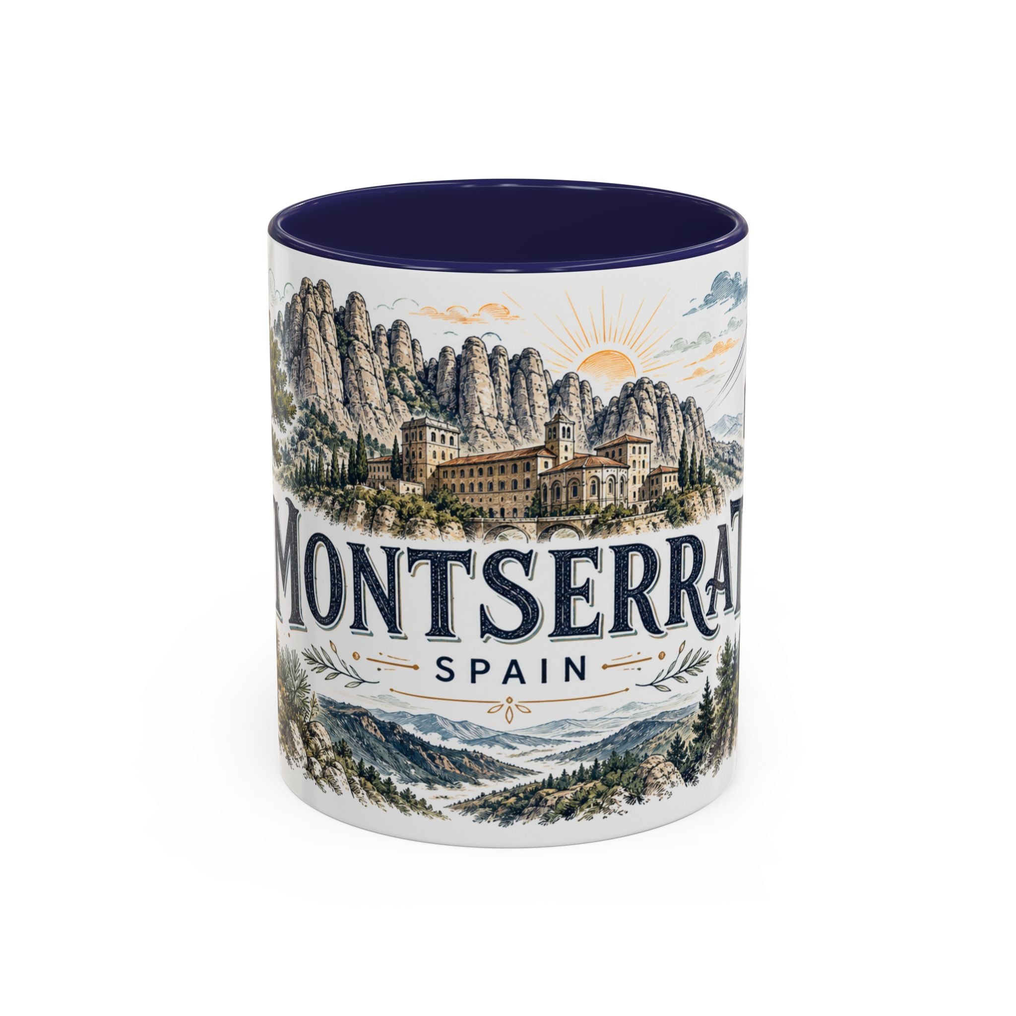 Montserrat Mug, Spain Travel Souvenir, Bucket List Gift, Accent Ceramic Coffee Mug 11oz 15oz