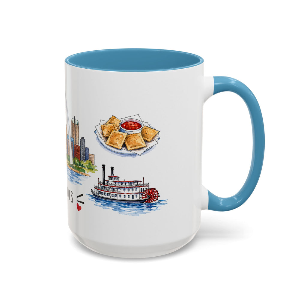 St. Louis Illustrated Travel Mug | City Souvenir Accent Coffee Mug | 11oz 15oz Ceramic Cup