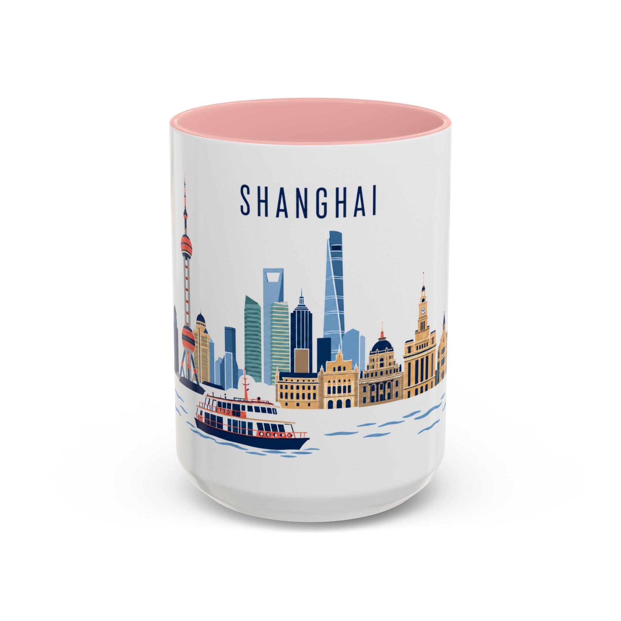 Shanghai Coffee Mug | China Travel Souvenir | Porcelain Decal City Gift | 11oz 15oz Accent Mug