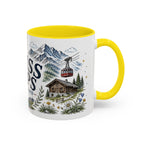 Swiss Alps Coffee Mug | Travel Destination Souvenir Gift | Accent Color Ceramic 11oz 15oz