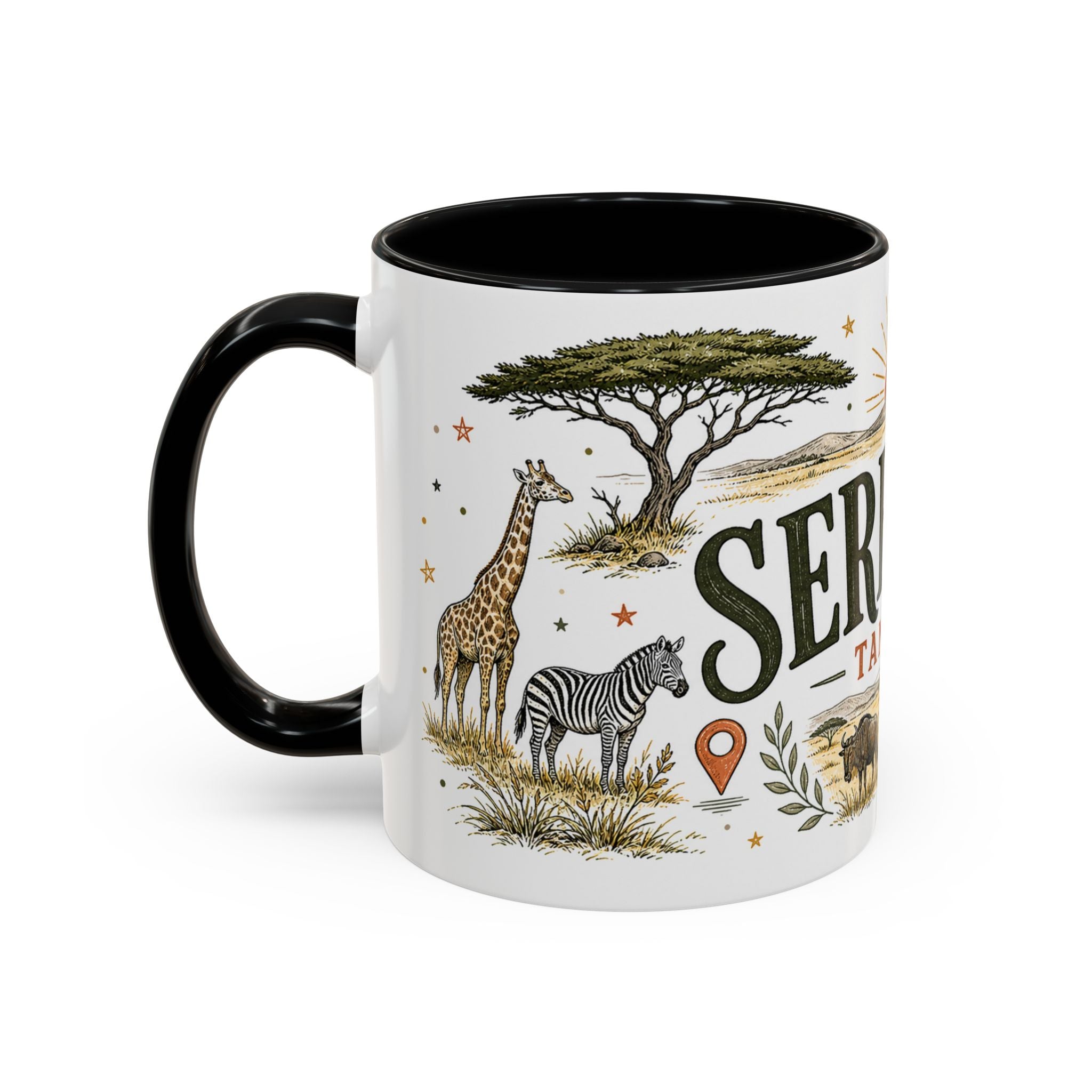 Serengeti Coffee Mug | Travel Destination Souvenir Gift | Accent Color Ceramic 11oz 15oz
