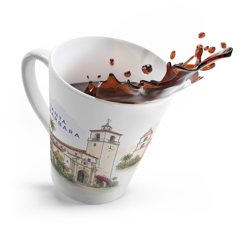 Santa Barbara Latte Mug | Watercolor City Travel Mug | 12 oz Ceramic Souvenir Gift