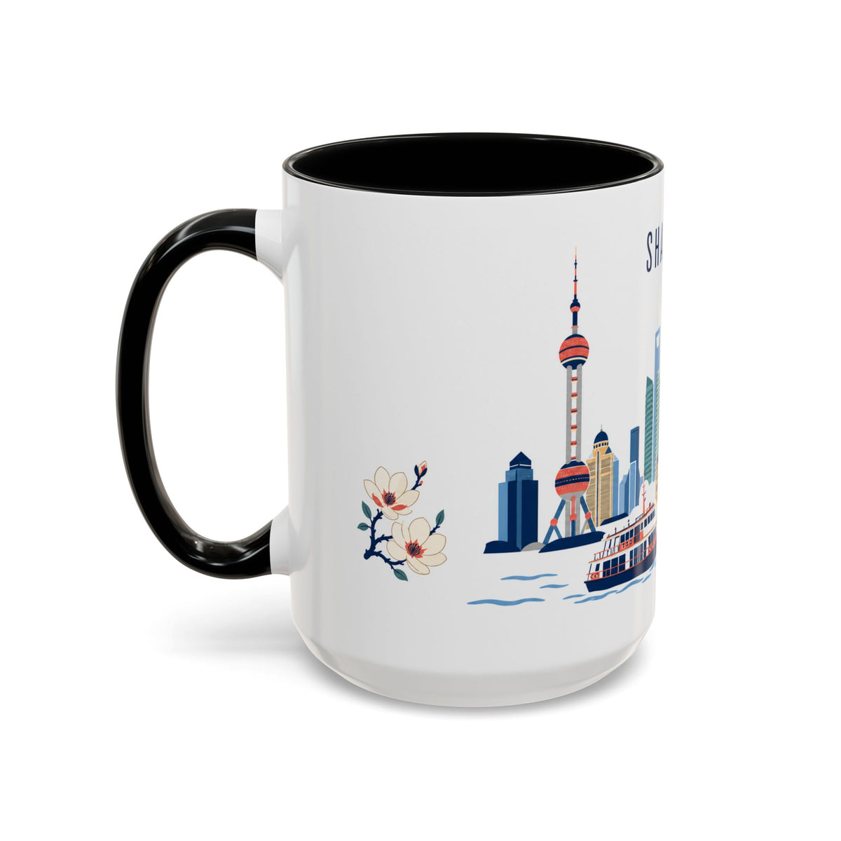 Shanghai Coffee Mug | China Travel Souvenir | Porcelain Decal City Gift | 11oz 15oz Accent Mug