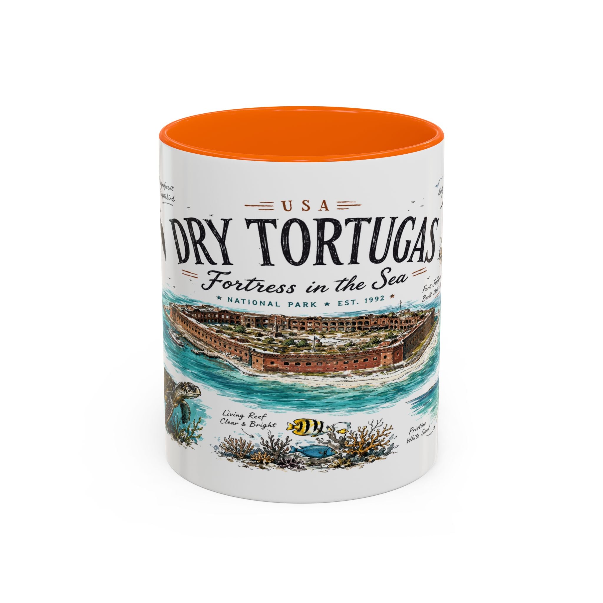 Dry Tortugas National Park Coffee Mug | Florida Island Fort Snorkeling Gift | Accent Color Ceramic 11oz 15oz