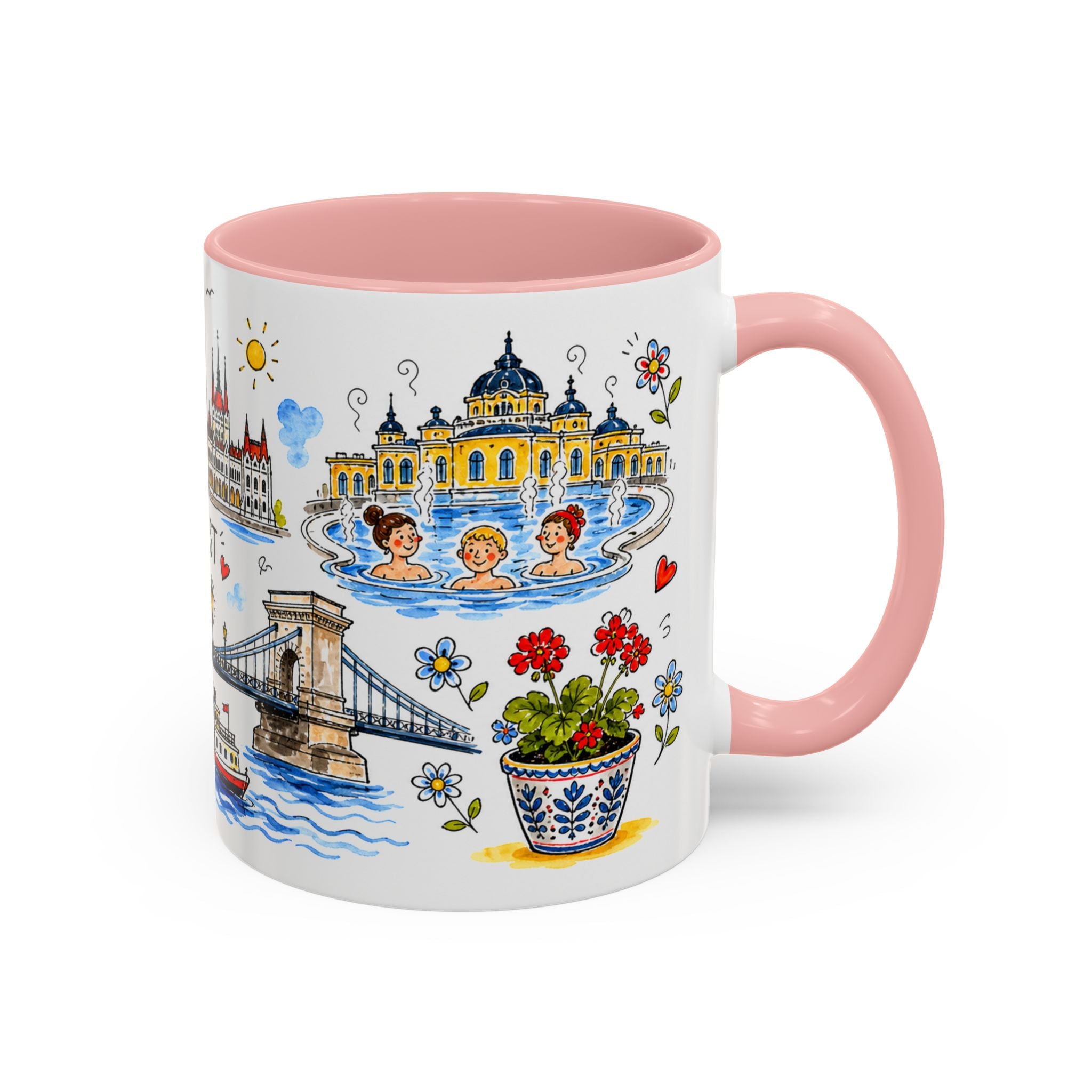 Budapest Travel Mug | European City Souvenir Accent Coffee Mug | 11oz 15oz Ceramic Cup