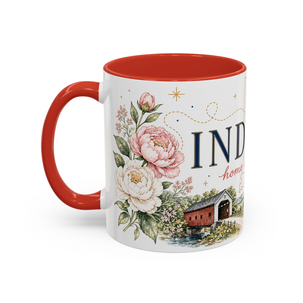 Indiana State Mug | Moving Away, Long Distance Friendship Gift | Botanical Map Accent Cup