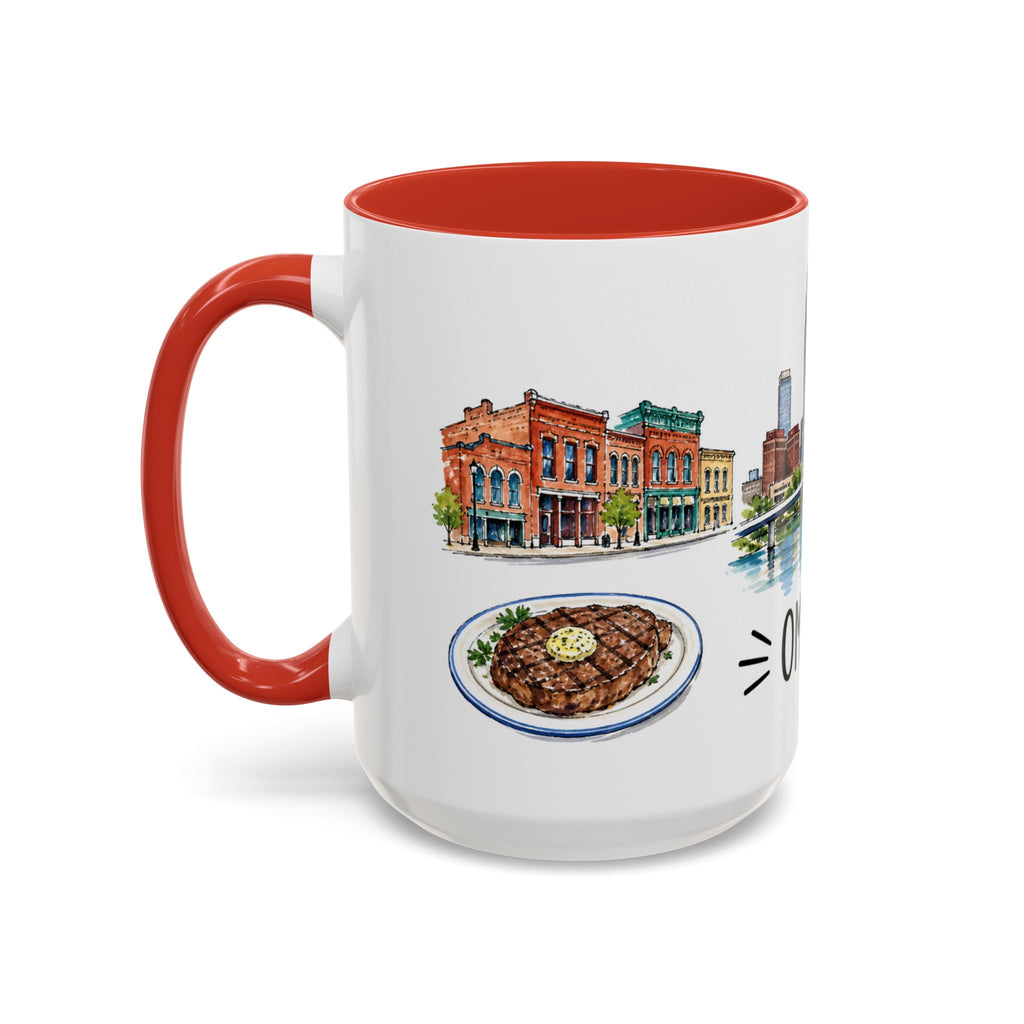 Omaha Illustrated Travel Mug | City Souvenir Accent Coffee Mug | 11oz 15oz Ceramic Cup