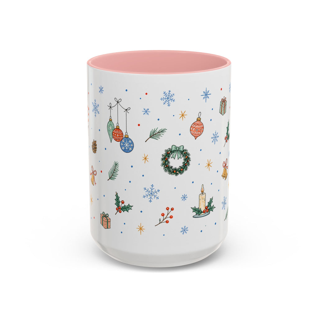 Christmas Ornament Mug | Snowflake Watercolor Holiday Gift | Accent Cup 11oz 15oz