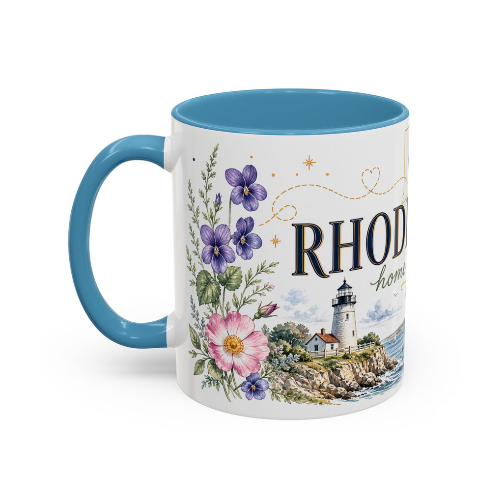 Rhode Island State Map Mug | Botanical Seaside Accent Cup (11oz or 15oz)