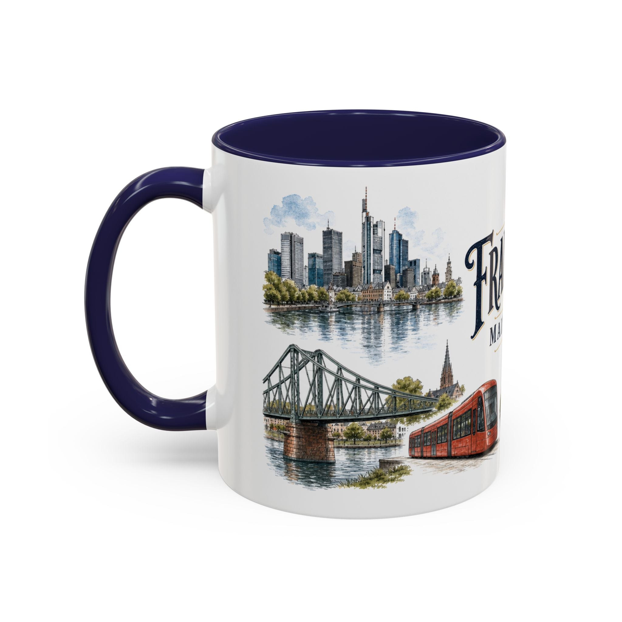 Frankfurt Coffee Mug | Germany Travel Souvenir | Vintage Illustrated City Gift | 11 oz 15 oz Accent Mug