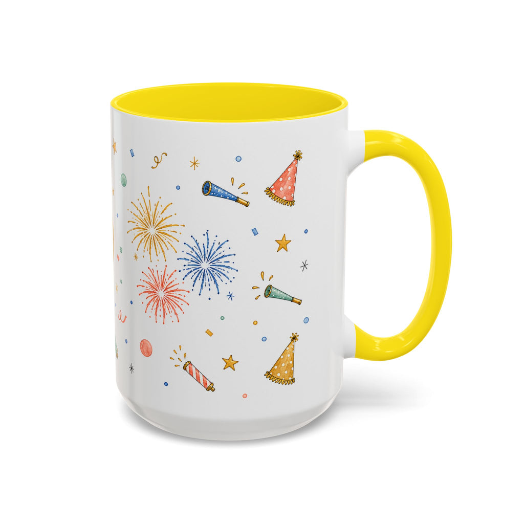 New Year Midnight Mug | Candle Firework Watercolor Party Gift | Accent Cup 11oz 15oz