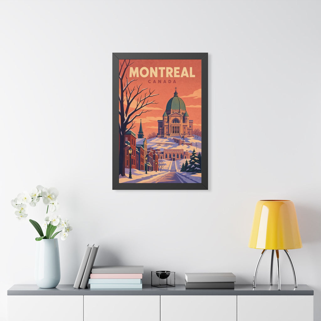Montréal Canada Framed Poster | Vintage Travel Wall Art | Black Walnut White Frame | 16x24 20x30
