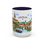 Cesky Krumlov Illustrated Travel Mug | Czechia Souvenir Accent Coffee Mug | 11oz 15oz Ceramic Cup
