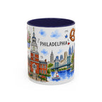 Philadelphia Illustrated Travel Mug | City Souvenir Accent Coffee Mug | 11oz 15oz Ceramic Cup