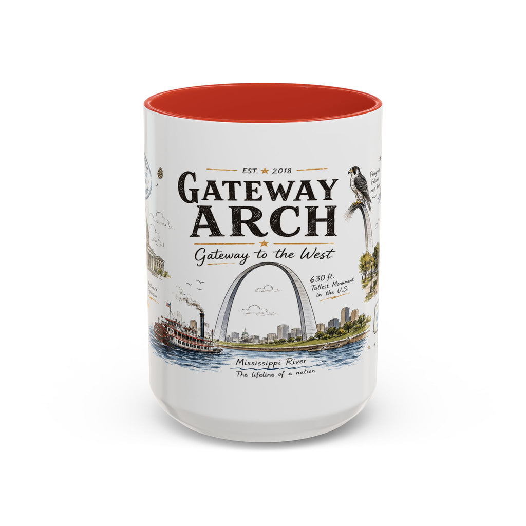 Gateway Arch National Park Coffee Mug | Missouri St. Louis Landmark Gift | Accent Color Ceramic 11oz 15oz
