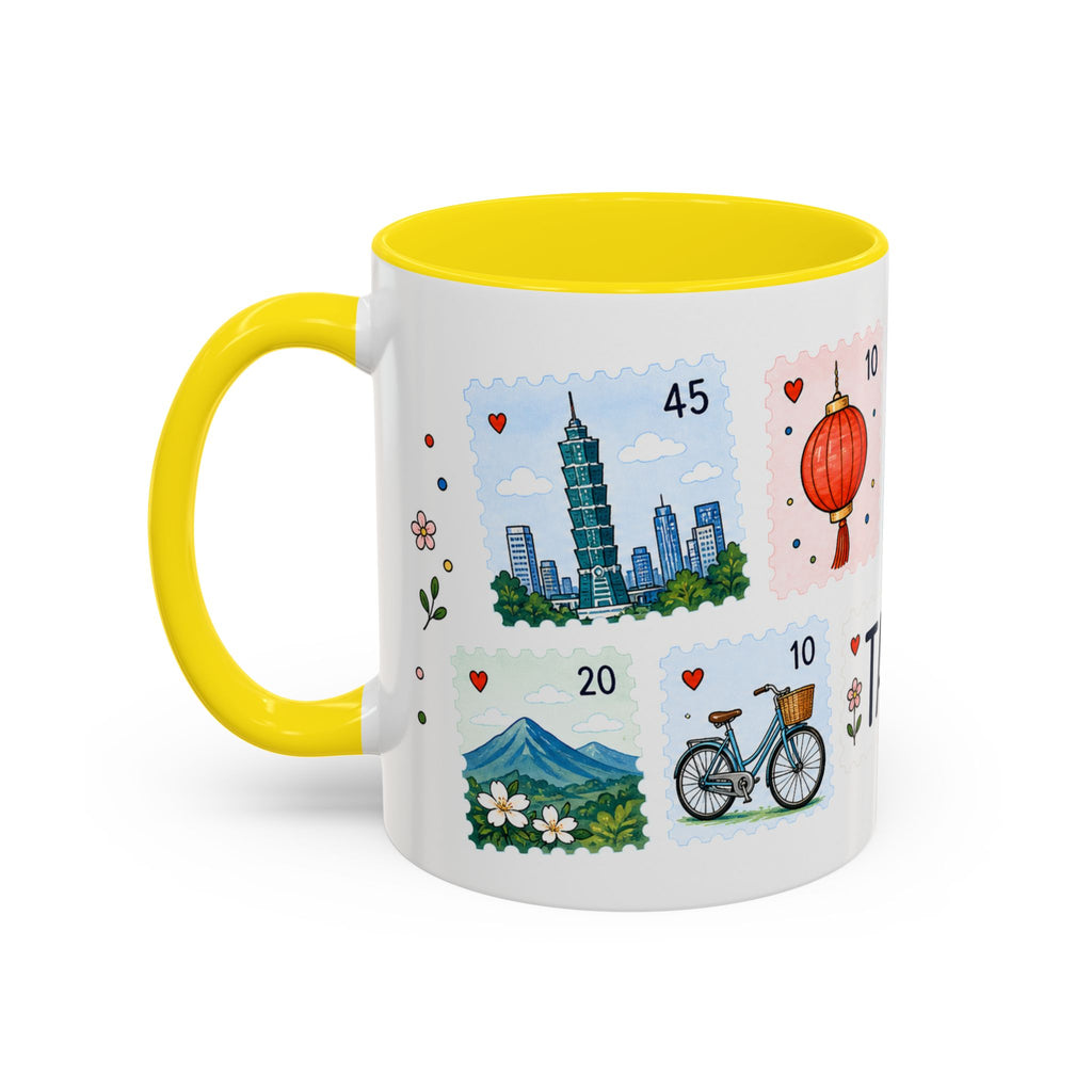 Taipei Coffee Mug | Postage Stamp Collage Mug | Travel Souvenir Accent Cup 11oz 15oz