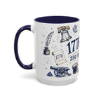 America 250 Coffee Mug | 1776-2026 Patriotic 4th of July Gift | Accent Color Ceramic 11oz 15oz