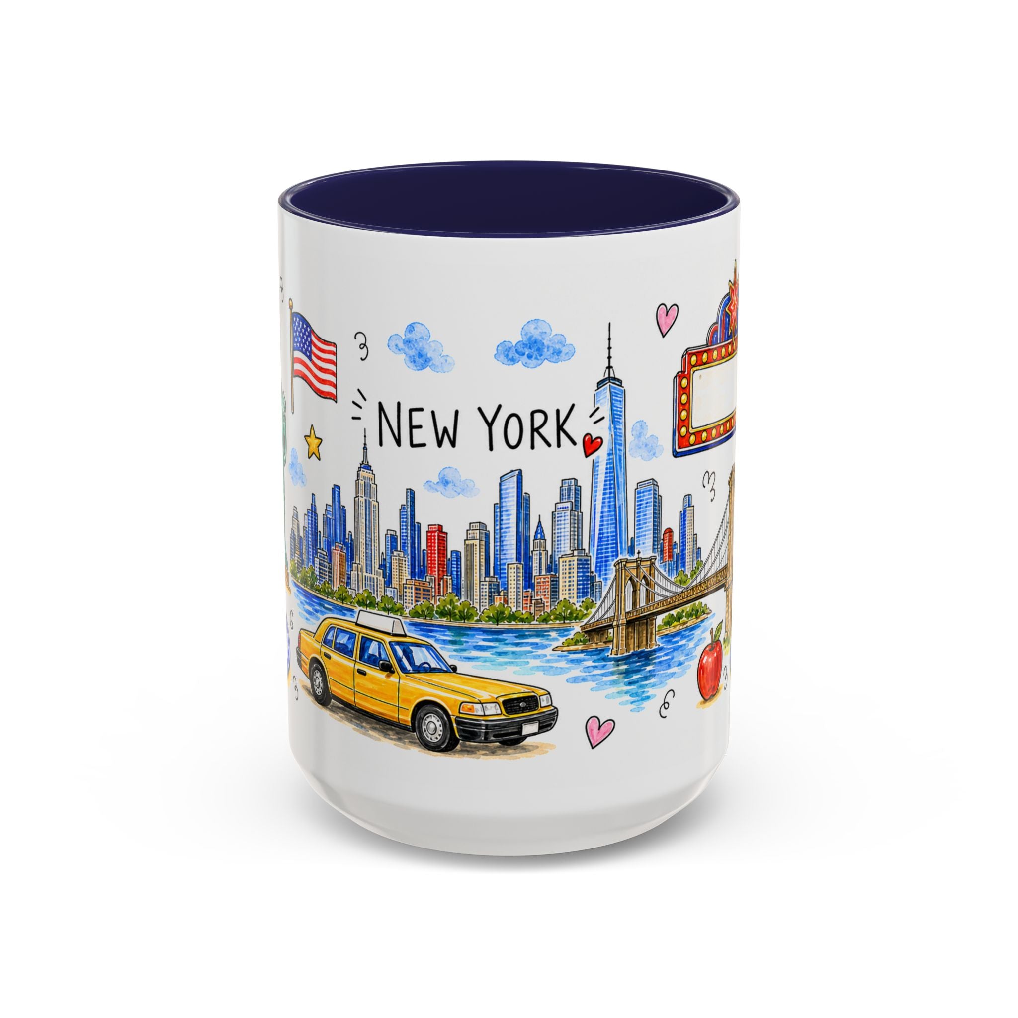 New York City Illustrated Travel Mug | City Souvenir Accent Coffee Mug | 11oz 15oz Ceramic Cup