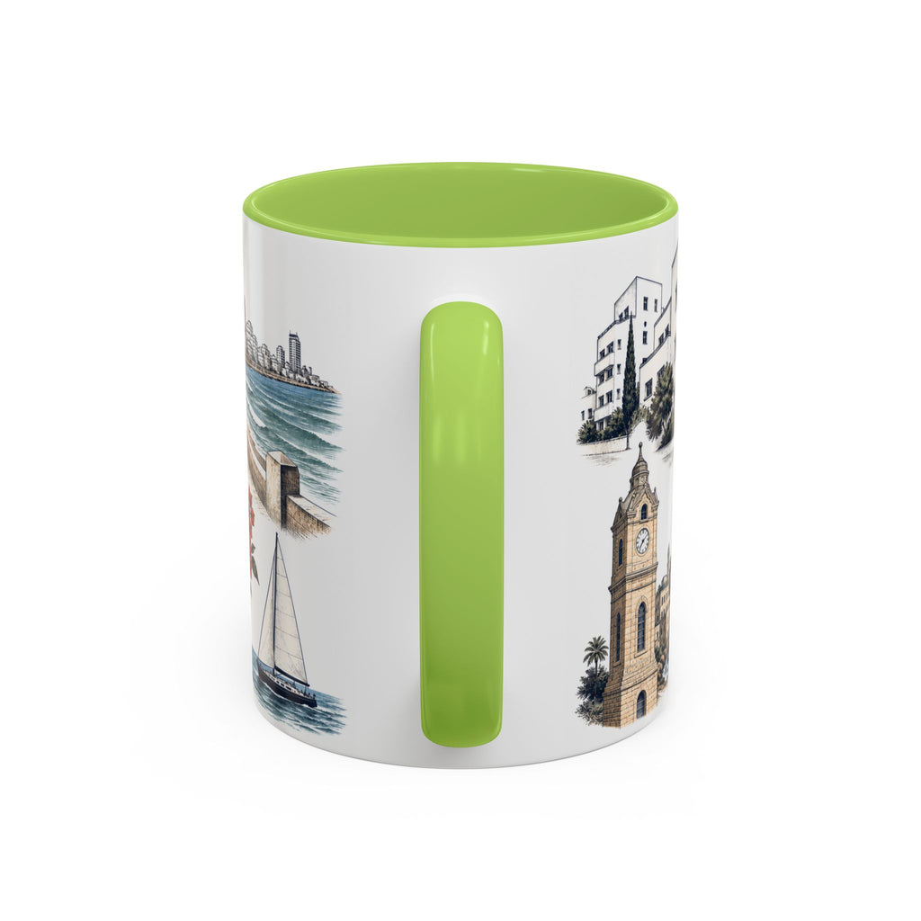 Tel Aviv Coffee Mug | Israel Travel Souvenir | Vintage Illustrated City Gift | 11 oz 15 oz Accent Mug