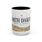 North Dakota State Map Mug | Prairie Rose Botanical Accent Coffee Cup