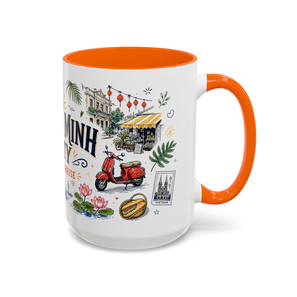 Ho Chi Minh City Coffee Mug | Vietnam Souvenir Travel Gift | Accent Color Ceramic 11oz 15oz