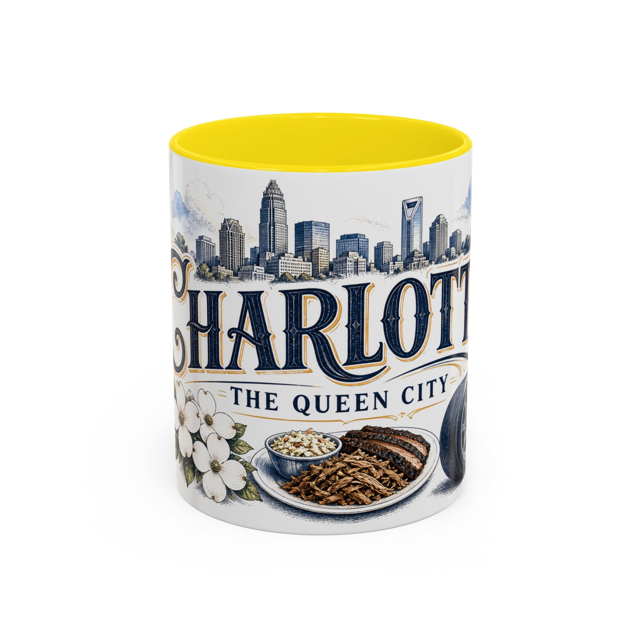 Charlotte Coffee Mug | United States Travel Souvenir | Vintage Illustrated City Gift | 11 oz 15 oz Accent Mug