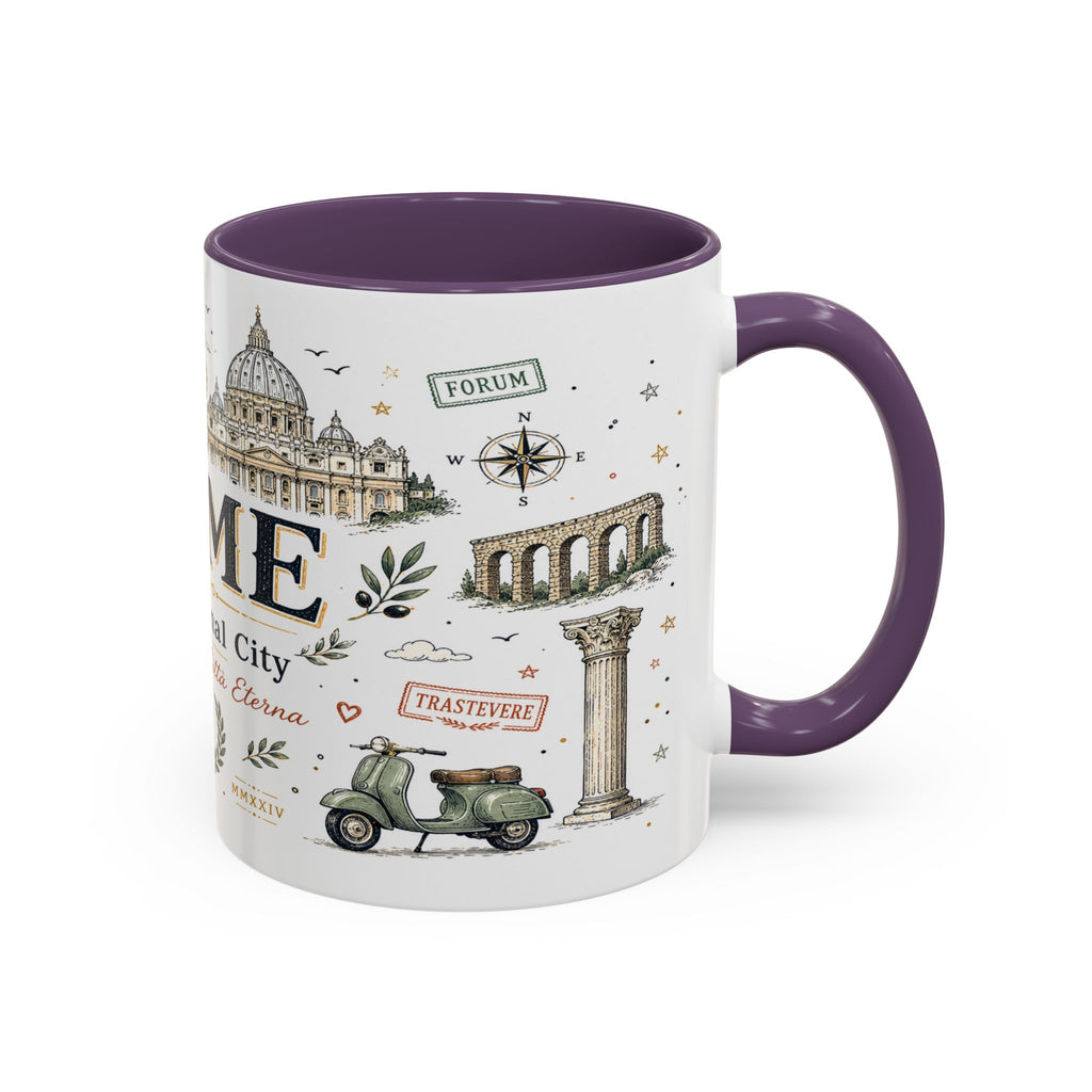 Rome Coffee Mug | Italy Souvenir Travel Gift | Accent Color Ceramic 11oz 15oz