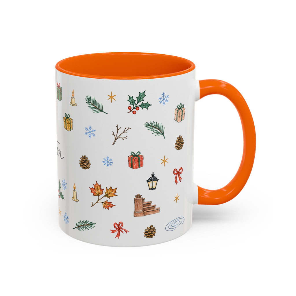 Boston Christmas Mug | Watercolor Travel Souvenir | Holiday Gift | Accent Ceramic Coffee Cup 11oz 15oz