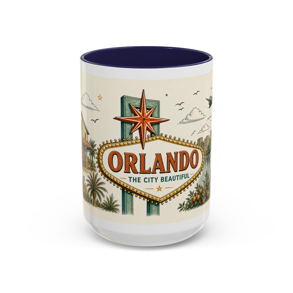 Orlando Coffee Mug | United States Travel Souvenir | Vintage Illustrated City Gift | 11 oz 15 oz Accent Mug
