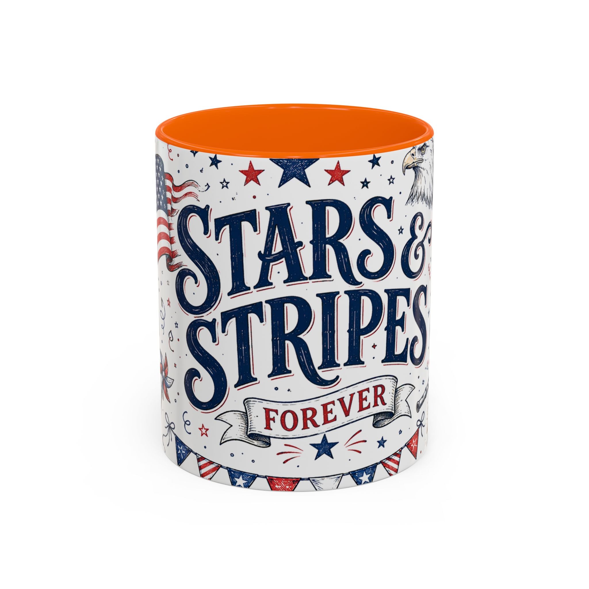Stars and Stripes Forever Coffee Mug | Patriotic 4th of July Gift | Accent Color Ceramic 11oz 15oz