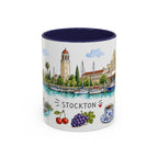 Stockton Illustrated Travel Mug | City Souvenir Accent Coffee Mug | 11oz 15oz Ceramic Cup