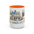 Kansas City Illustrated Travel Mug | City Souvenir Accent Coffee Mug | 11oz 15oz Ceramic Cup