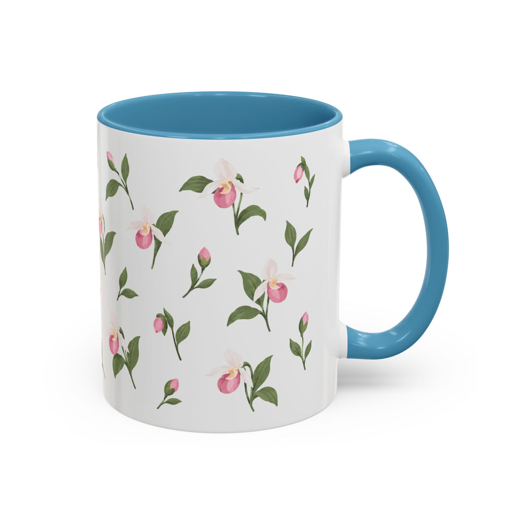 Minnesota Pink and White Lady Slipper Mug, State Flower Floral Coffee Cup, 11oz Botanical Gift