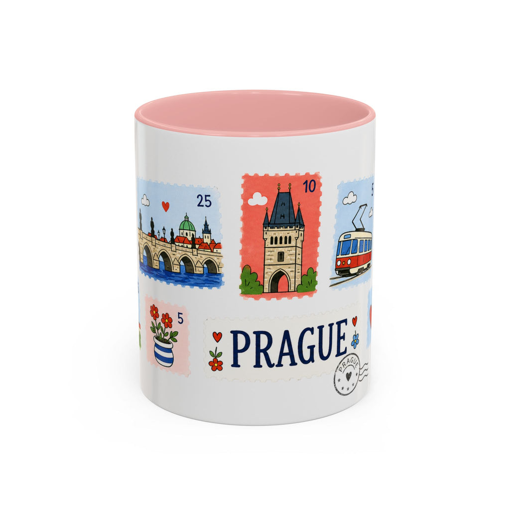 Prague Coffee Mug | Postage Stamp Collage Mug | Travel Souvenir Accent Cup 11oz 15oz