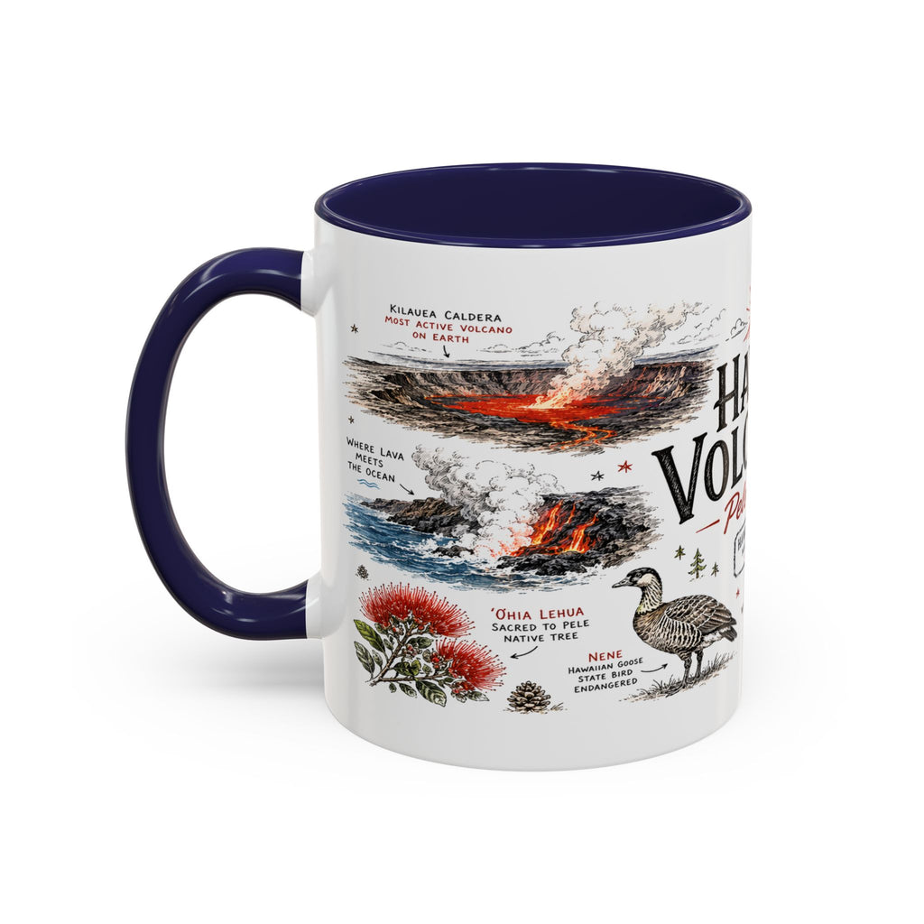 Hawaii Volcanoes National Park Coffee Mug | Hawaii Big Island Lava Volcano Gift | Accent Color Ceramic 11oz 15oz