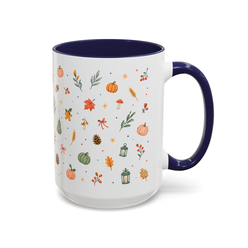 Thanksgiving Mug | Watercolor Autumn Harvest Gift | Pumpkin Leaf Accent Coffee Cup 11oz 15oz