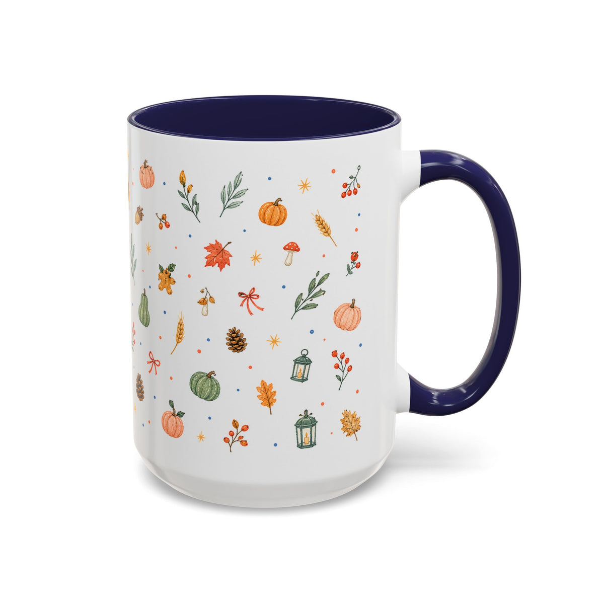 Thanksgiving Mug | Watercolor Autumn Harvest Gift | Pumpkin Leaf Accent Coffee Cup 11oz 15oz