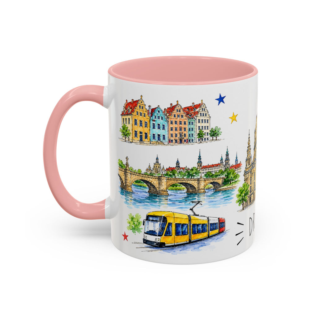 Dresden Illustrated Travel Mug | City Souvenir Accent Coffee Mug | 11oz 15oz Ceramic Cup