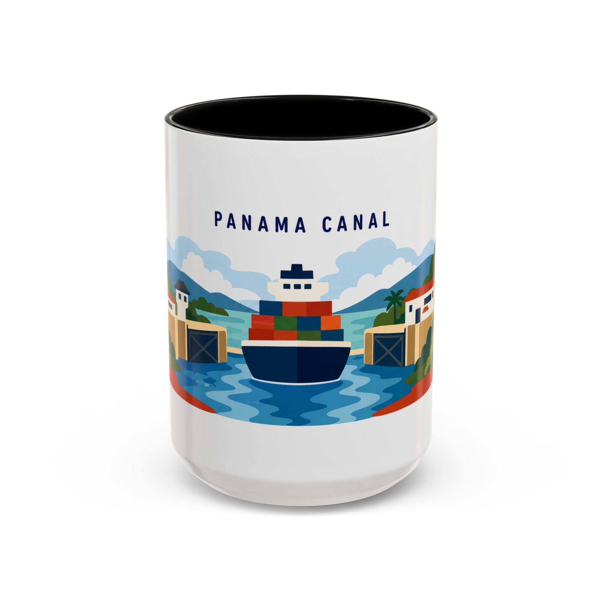 Panama Canal Coffee Mug | Travel Destination Souvenir Gift | Accent Color Ceramic 11oz 15oz