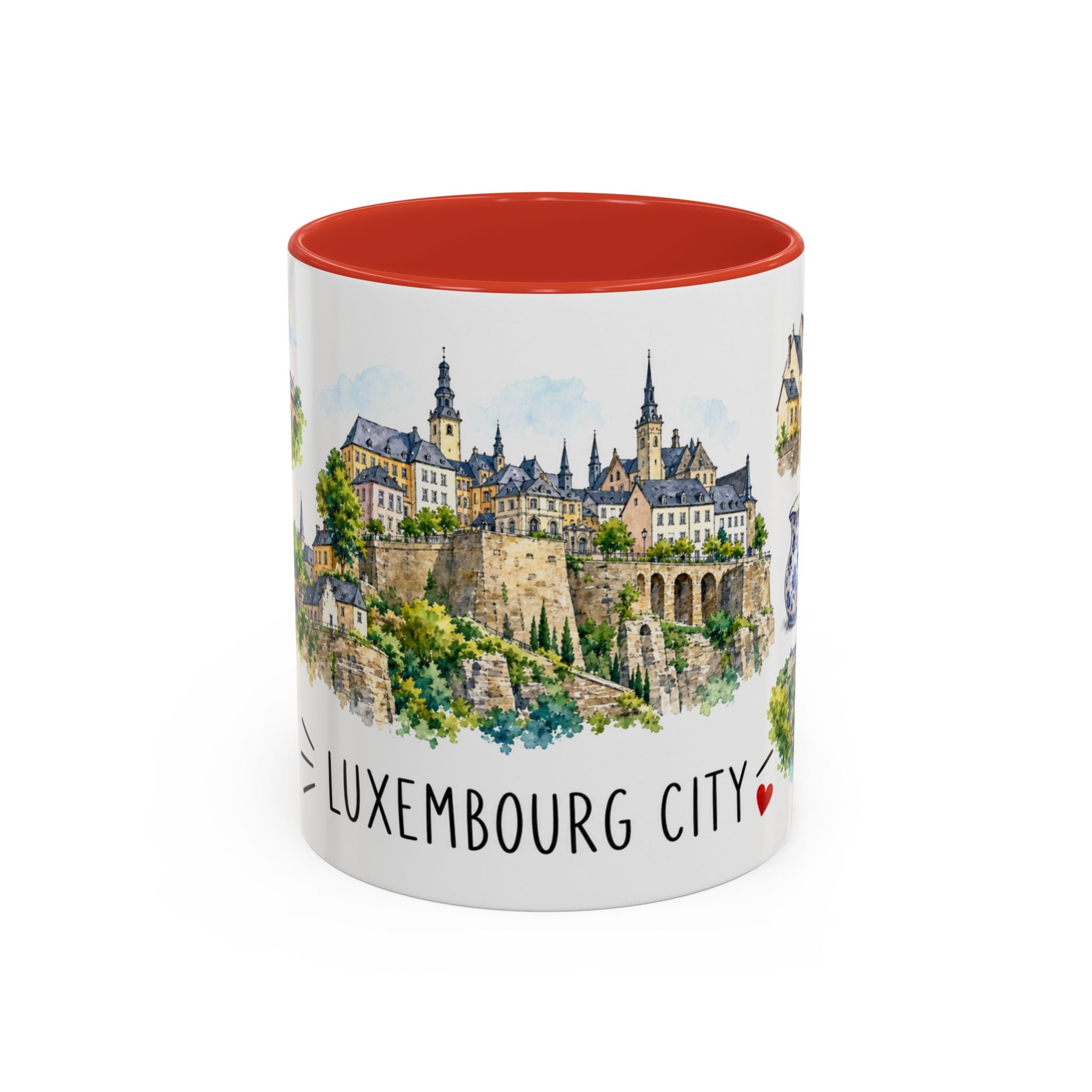 Luxembourg City Illustrated Travel Mug | City Souvenir Accent Coffee Mug | 11oz 15oz Ceramic Cup