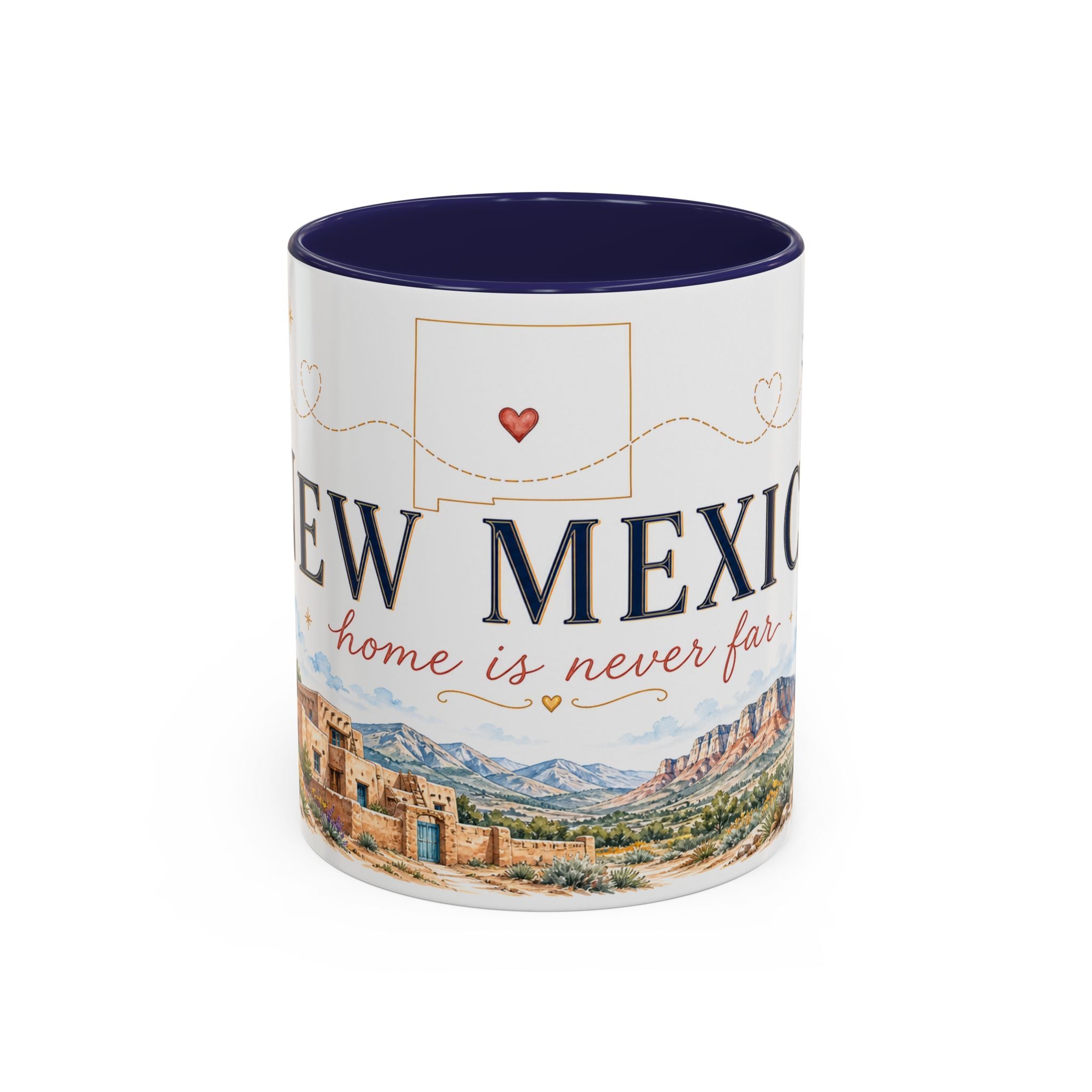New Mexico State Map Mug | Desert Scenery, Yucca Flower Accent Coffee Cup